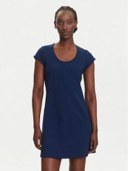 Calvin Klein Jeans Sukienka codzienna LV047C238G Granatowy Slim Fit. Niebieskie sukienki damskie Calvin Klein Jeans, na co dzień, m, bez wzorów, z jeansu, bez kołnierzyka, bez ramiączek, proste. Za 399.99 zł.