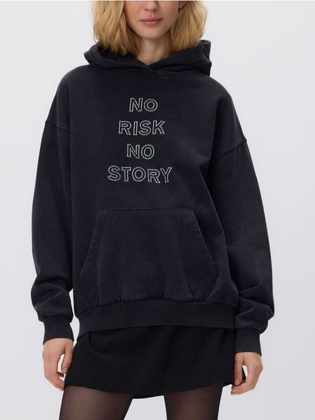 Bluza z napisami - czarny. Czarne bluzy bez kaptura damskie Reserved, l, z bawełny. Za 159.99 zł.