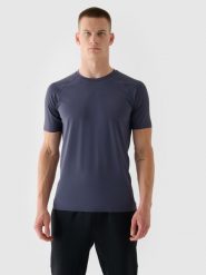 4F Koszulka treningowa szybkoschnąca męska 4F x Robert Lewandowski - granatowa S. Niebieskie t-shirty sportowe męskie 4f, m, z dzianiny, bez ramiączek, na fitness i siłownię. W wyprzedaży za 99.99 zł.