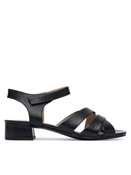 Caprice Sandały 9-28201-46 Czarny. Czarne sandały damskie Caprice, bez wzorów, ze skóry, bez obcasa, na słupku. Za 229.99 zł.