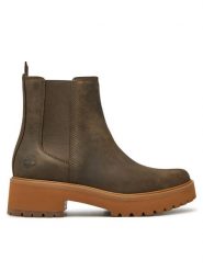 Timberland Botki Carnaby Cool Mid Chelsea Boot TB0A2CZQET41 Brązowy. Brązowe botki damskie Timberland, ze skóry, bez obcasa, na płaskiej podeszwie, bez zapięcia. Za 549.99 zł.