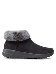 Skechers Botki On-The-Go Joy 144003/CHAR Szary. Szare botki damskie Skechers, ze skóry, bez obcasa, na płaskiej podeszwie, bez zapięcia. Za 319.99 zł.