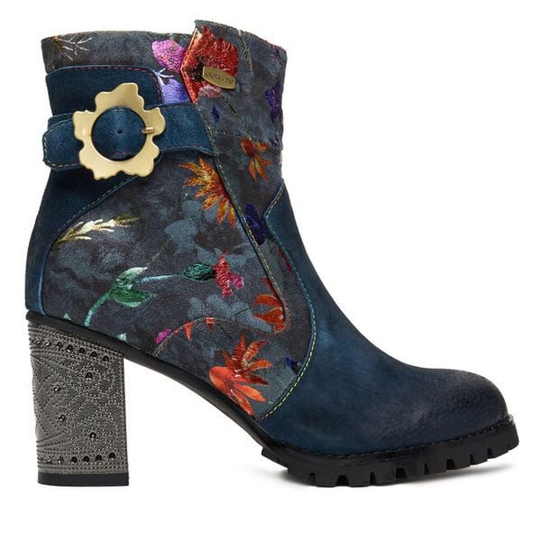 Botki Laura Vita. Czarne botki damskie Laura Vita, bez obcasa, na słupku, bez zapięcia. Za 349.99 zł.