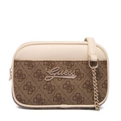 Torebka Guess. Brązowe listonoszki damskie Guess, z aplikacjami, bez dodatków. Za 289.99 zł.