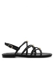 Nine West Sandały 123AL1737 Czarny. Czarne sandały damskie Nine West, bez wzorów, ze skóry, bez obcasa, na płaskiej podeszwie. Za 119.99 zł.