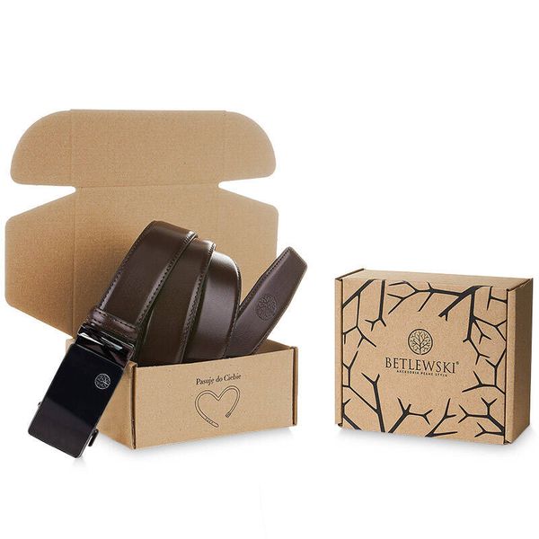 Skórzany pasek BETLEWSKI C35-KO brązowy 120. Brązowe paski męskie Betlewski, bez wzorów, z materiału. Za 99.00 zł.