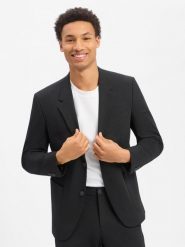 S.Oliver BLACK LABEL marynarka z zestawu modułowego Mężczyźni Comfort Fit Sztuczne włókno czarny, 48. Czarne marynarki męskie s.Oliver Black Label, bez wzorów, z włókna. Za 549.95 zł.