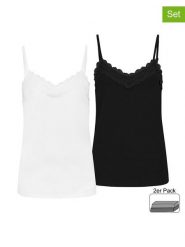 Sublevel Topy (2 szt.) w kolorze czarnym i białym rozmiar: XL. Białe topy damskie Sublevel, xl, bez wzorów, z koronki, bez kołnierzyka. Za 43.99 zł.