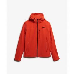 Kurtka z kapturem Superdry Soft Shell. Brązowe kurtki męskie Superdry., m, bez wzorów, z materiału, klasyczne, z kapturem. Za 466.25 zł.