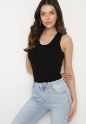 Czarny Top z Modalem i Wiskozą Sanilatia. Czarne topy damskie Born2be, m, bez wzorów, z jeansu, bez kołnierzyka. Za 84.99 zł.