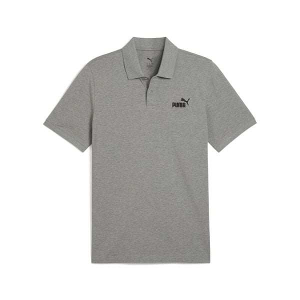 Męska koszulka polo Essentials z logo No. 1 z piki PUMA. Szare koszulki polo męskie Puma, m, bez wzorów, prążkowane, bez ramiączek. Za 149.00 zł.