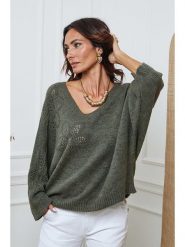 So Cachemire Sweter "Arobaz" w kolorze khaki rozmiar: L. Brązowe swetry klasyczne damskie So Cachemire, l, ze splotem, bez kołnierzyka. Za 183.15 zł.