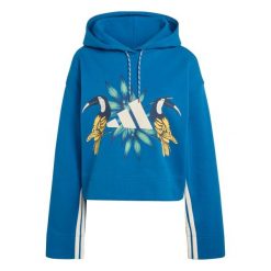 Bluza damska adidas x Farm Rio. Niebieskie bluzy sportowe damskie Adidas, s, z bawełny. Za 297.75 zł.