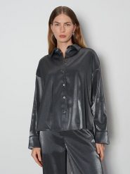 Someday Koszula "Zolda" w kolorze srebrnym rozmiar: 38. Szare koszule damskie Someday, bez wzorów, z wiskozy, bez kołnierzyka, bez ramiączek. Za 173.99 zł.