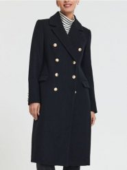 Płaszcz dwurzędowy - granatowy. Niebieskie płaszcze damskie Sinsay, l, bez wzorów, eleganckie. Za 149.99 zł.