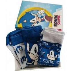 Skarpetki Sega Sonic The Hedgehog (x3). Niebieskie skarpetki męskie 100%, bez wzorów, z bawełny. Za 129.50 zł.