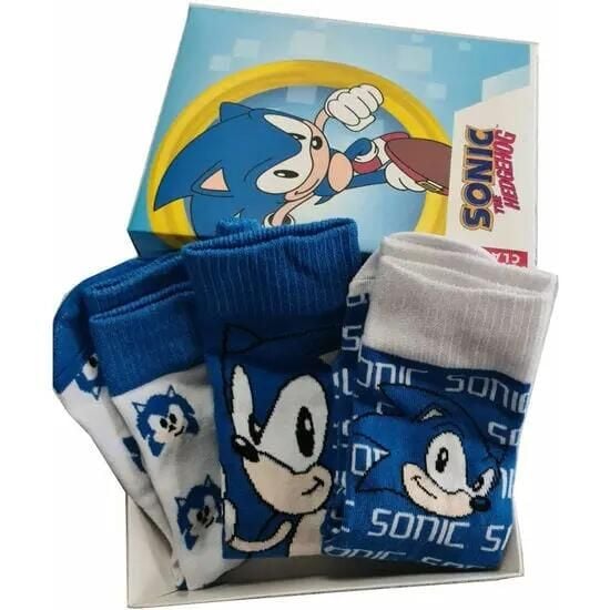 Skarpetki Sega Sonic The Hedgehog (x3). Niebieskie skarpetki męskie 100%, bez wzorów, z bawełny. Za 129.50 zł.