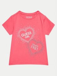 Guess T-Shirt K4BI01 J1314 Różowy Regular Fit. Czerwone koszulki dziewczęce Guess, m, z aplikacjami, z bawełny, bez ramiączek. Za 49.99 zł.