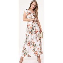 Biała Sukienka Kiss Of The Universe. Białe sukienki damskie Born2be, na lato, l, bez wzorów, z materiału, bez kołnierzyka, bez ramiączek, maxi. Za 59.99 zł.