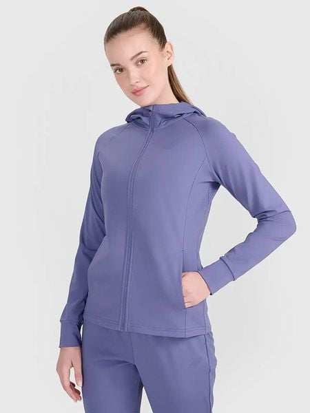 4F Bluza w kolorze błękitno-fioletowym rozmiar: L. Niebieskie bluzy z kapturem damskie 4f, l, z materiału. Za 100.28 zł.