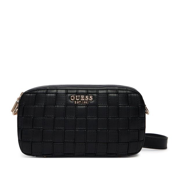 Torebka Guess. Czarne listonoszki damskie Guess, z aplikacjami, bez dodatków. Za 546.99 zł.