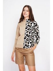 ASSUILI Sweter w kolorze czarno-beżowo-białym rozmiar: 40. Białe golfy damskie Assuili, bez kołnierzyka. Za 113.99 zł.