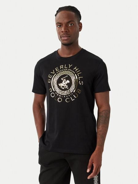 Beverly Hills Polo Club T-Shirt M1342 Czarny Regular Fit. Czarne koszulki polo męskie Beverly Hills Polo Club, m, bez wzorów, z bawełny, bez ramiączek. Za 137.99 zł.