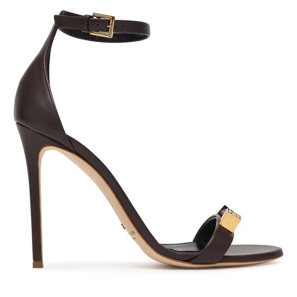 Sandały Elisabetta Franchi. Brązowe sandały damskie Elisabetta Franchi, bez wzorów, bez obcasa, na szpilce. Za 2,729.00 zł.