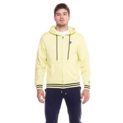 Bluza z bawełna z kaptur na co dzień na siłownię. Niebieskie bluzy sportowe męskie LEONE 1947 APPAREL, bez wzorów, z bawełny, sportowe, bez kołnierzyka, bez ramiączek. W wyprzedaży za 200.14 zł.