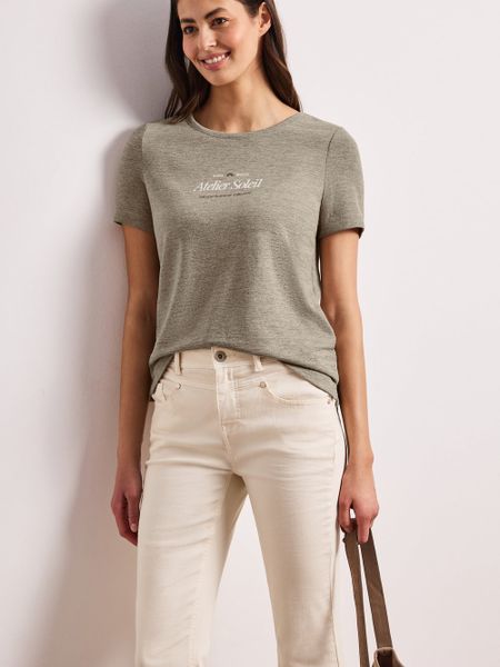 Street One Koszulka Kobiety Sztuczne włókno beżowy, 36. Brązowe t-shirty damskie Street One, bez wzorów, z materiału, bez kołnierzyka. Za 89.95 zł.