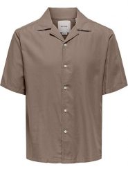 ONLY & SONS Koszula "Dilem" w kolorze jasnobrązowym rozmiar: M. Brązowe koszule męskie Only & Sons, m, bez wzorów, bez kołnierzyka, bez ramiączek. Za 66.00 zł.