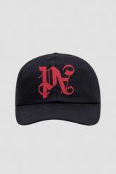 PALM ANGELS Czarna czapka z daszkiem Pa Monogram Emb Cap. Czarne czapki męskie PALM ANGELS, bez wzorów. W wyprzedaży za 699.99 zł.