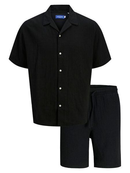 Jack & Jones Komplet koszula i szorty materiałowe Easter 12281255 Czarny Relaxed Fit. Czarne koszule męskie Jack & Jones, m, bez wzorów, z bawełny, bez kołnierzyka, bez ramiączek. Za 179.99 zł.