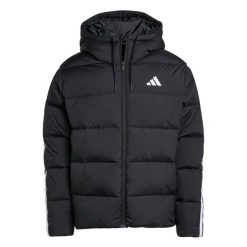 Kurtka z kapturem adidas Essentials 3-Stripes. Czarne kurtki męskie Adidas, m, bez wzorów, z poliamidu, z kapturem. Za 486.99 zł.