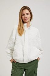 Bluza zapinana na zamek z długimi rękawami biała. Białe bluzy bez kaptura damskie MOODO, l. W wyprzedaży za 69.99 zł.