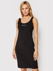 DKNY Sport Sukienka codzienna DP1D4465 Czarny Slim Fit. Czarne sukienki damskie DKNY Sport, na co dzień, s, bez wzorów, z bawełny, sportowe, bez kołnierzyka, bez ramiączek, proste. Za 329.99 zł.