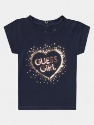Guess T-Shirt K4RI25 K6YW4 Granatowy Boxy Fit. Niebieskie koszulki dziewczęce Guess, m, z aplikacjami, z bawełny, bez ramiączek. Za 109.99 zł.