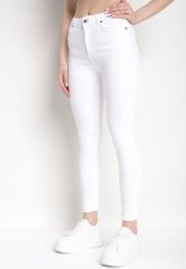 Białe Jeansy Bawełniane o Fasonie Skinny Larnfe. Białe jeansy damskie Born2be. Za 89.99 zł.
