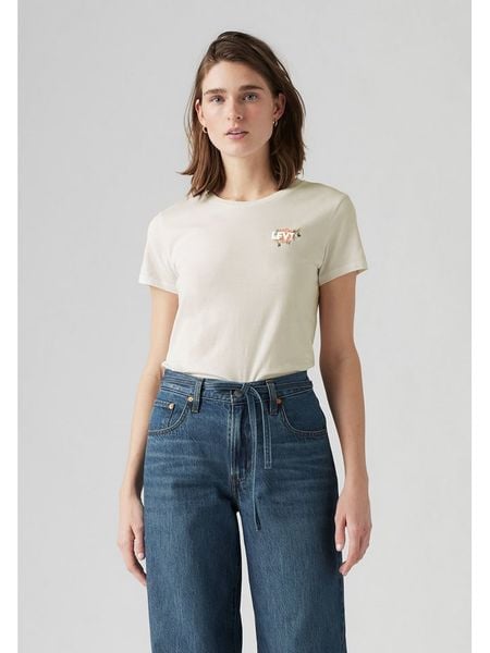 Levi's Koszulka w kolorze beżowym rozmiar: L. Brązowe bluzki damskie Levi's, l, bez wzorów, z bawełny, bez kołnierzyka, bez ramiączek. Za 102.89 zł.