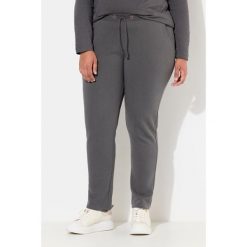 Damskie Spodnie dresowe miękki materiał wewnętrzny elastyczna gumka w pasie. Szare spodnie dresowe damskie Ulla Popken, plus size, z bawełny. Za 195.99 zł.