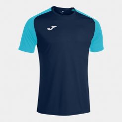Koszulka do piłki nożnej męska Joma Academy IV. Niebieskie t-shirty sportowe męskie Joma, m, z materiału, bez ramiączek, do piłki nożnej. Za 88.15 zł.
