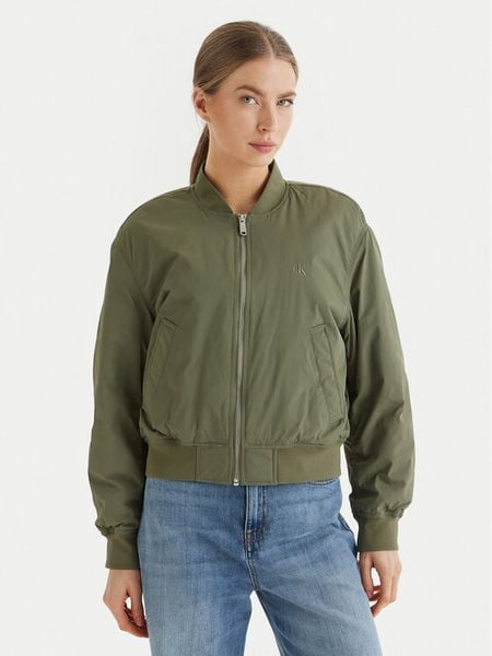 Calvin Klein Jeans Kurtka bomber Essential LV047F505G Zielony Regular Fit. Zielone kurtki damskie Calvin Klein Jeans, m, bez wzorów, z jeansu, bez kaptura. Za 699.99 zł.