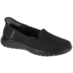 Buty do chodzenia damskie, Slip-Ins On The Go Flex - Clover. Czarne trampki i tenisówki damskie Skechers, bez wzorów. Za 329.99 zł.