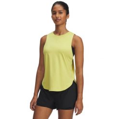 Damski tank top Under Armour Launch Elite. Żółte topy sportowe damskie Under Armour, l, bez wzorów, z materiału, bez ramiączek. Za 263.68 zł.