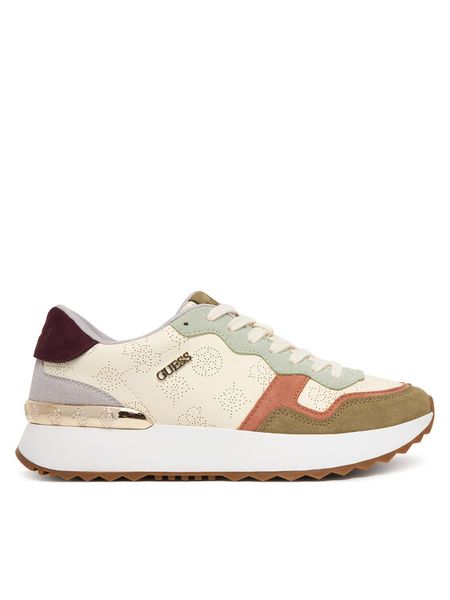 Guess Sneakersy FLPVN5 FAM12 Écru. Białe plecaki męskie Guess, z aplikacjami, ze skóry. Za 306.99 zł.