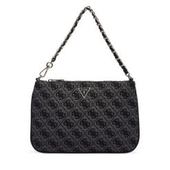 Torebka Guess. Czarne torebki klasyczne damskie Guess, z aplikacjami, wizytowe, bez kołnierzyka, bez ramiączek. Za 264.99 zł.