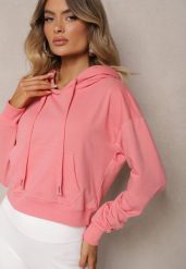 Różowa Bluza z Kapturem i Bawełną Ozdobiona Ściągaczami Evianae. Czerwone bluzy z kapturem damskie Renee, l, z bawełny. Za 29.99 zł.