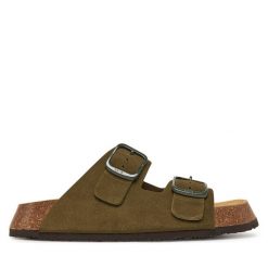 Klapki Scholl. Zielone klapki damskie Scholl, bez wzorów, bez obcasa. Za 309.99 zł.