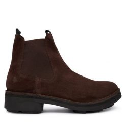 Sztyblety Fly London. Brązowe botki damskie Fly London, bez obcasa, na płaskiej podeszwie, bez zapięcia. Za 529.99 zł.