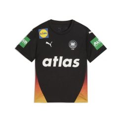 Młodzieżowa koszulka wyjazdowa niemieckiej reprezentacji w piłce ręcznej PUMA. Czarna t-shirty damskie Puma, m, bez wzorów, bez kołnierzyka. Za 309.00 zł.